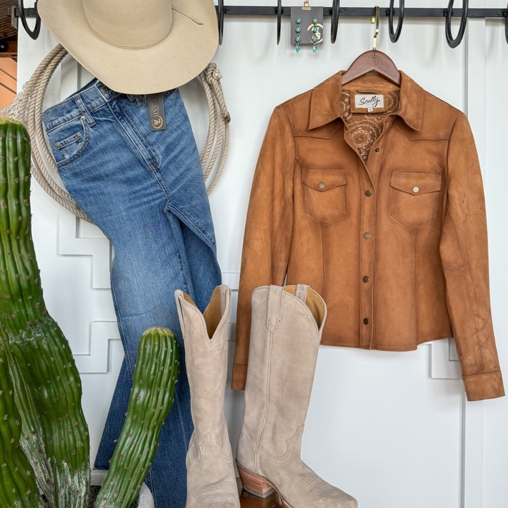 Gorgeous Sundance Evans Suede Trucker Shacket Jacket Shirt Medium M - Picture 8 of 9